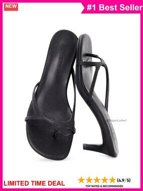Kitten Heel Thong Sandals 2 Inch Square Open Toe Slip On Heeled Flip Flops